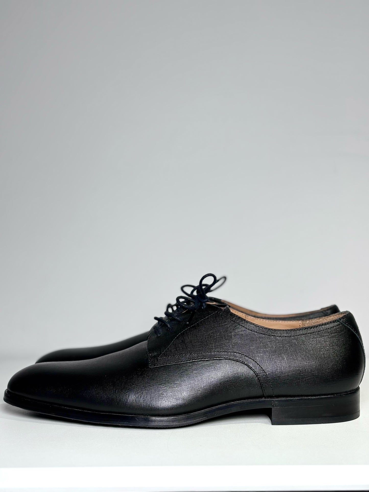 Hugo Boss Black Leather Solid Size 12 Cowhide Men's Shoes