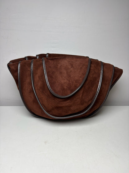 Women's STAUD Wells Convertible Brown Suede Black Leather Pre-Owned Shoulder Bag / Clutch