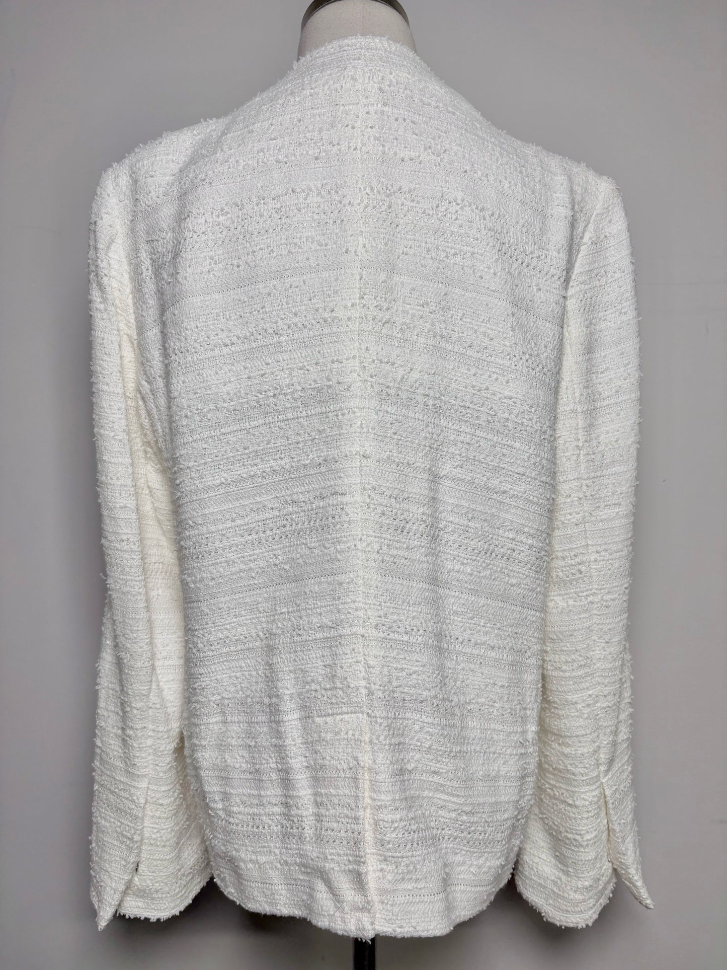 Women Size L Kobi Halperin Ivory Tweed Cotton Blend Jacket