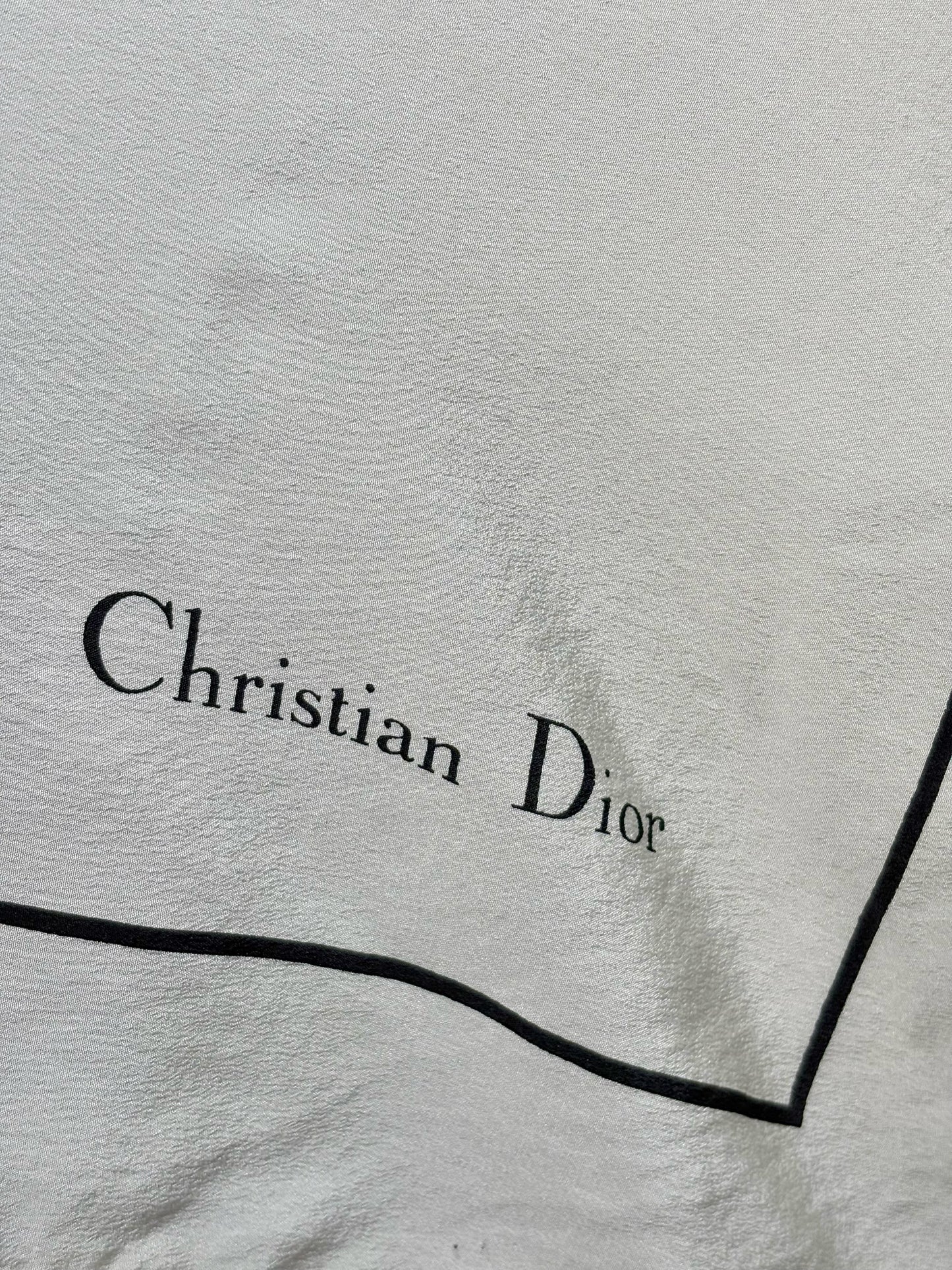 Christian Dior Floral Silk Vintage Pre-owned White & Blue Scarf