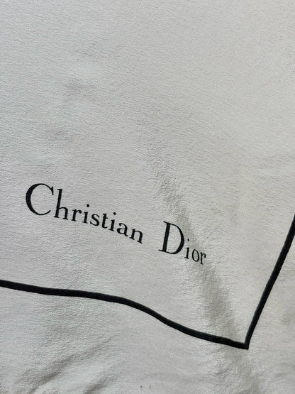 Christian Dior Floral Silk Vintage Pre-owned White & Blue Scarf