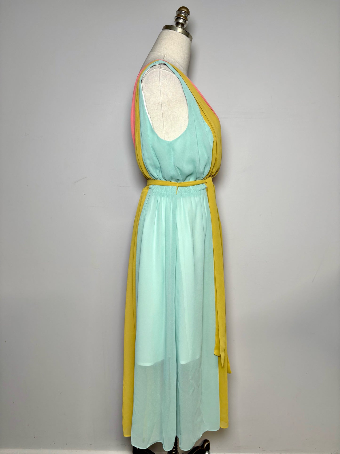 Women Size 4 Hutch Pink, yellow, blue Colorblock Polyester NWT Dress