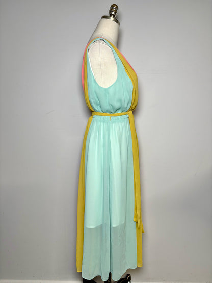 Women Size 4 Hutch Pink, yellow, blue Colorblock Polyester NWT Dress