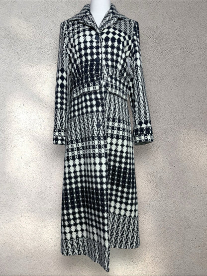 Women Size 42 (4 US) Christian Lacroix Black, Cream Tweed Vintage Coat