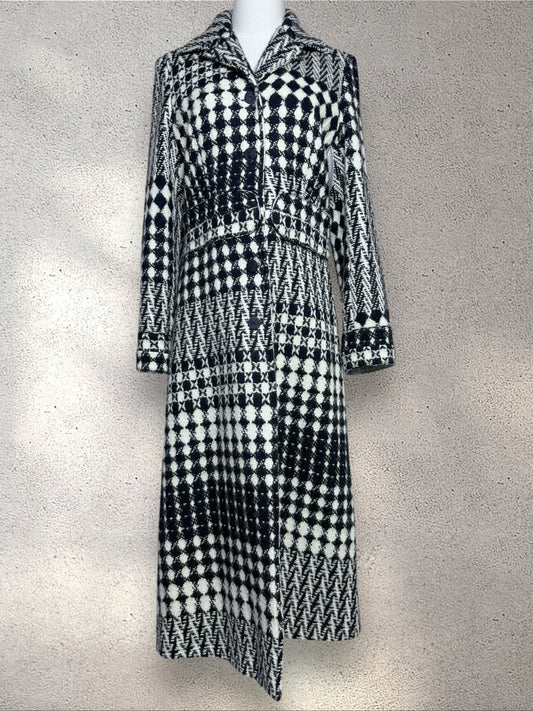 Women Size 42 (4 US) Christian Lacroix Black, Cream Tweed Vintage Coat