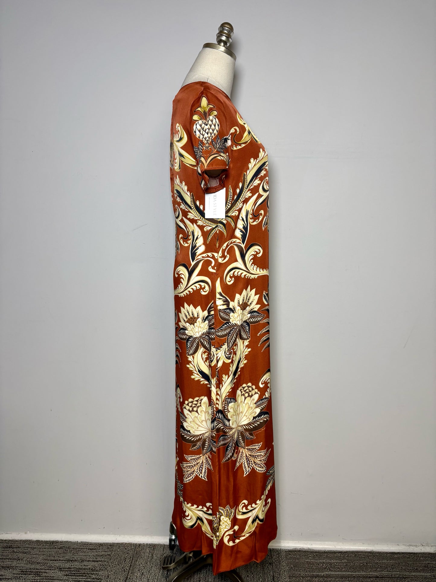 Women Size S Farm Rio Brown Floral Print Midi Pre-owned Dress