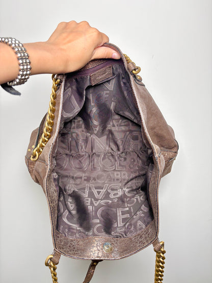 Leather Dolce & Gabbana Vintage Leather Bronze Medium Purse