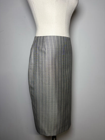 Women's Size 42 Escada Gray Pinstripc Pencil Pre-owned Skirt