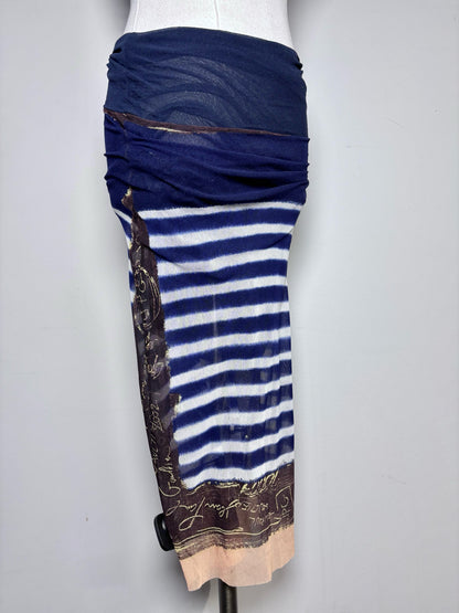 Women Size S (Estimate) Jean Paul Gaultier Blue, White Striped 2 Piece Mesh Set