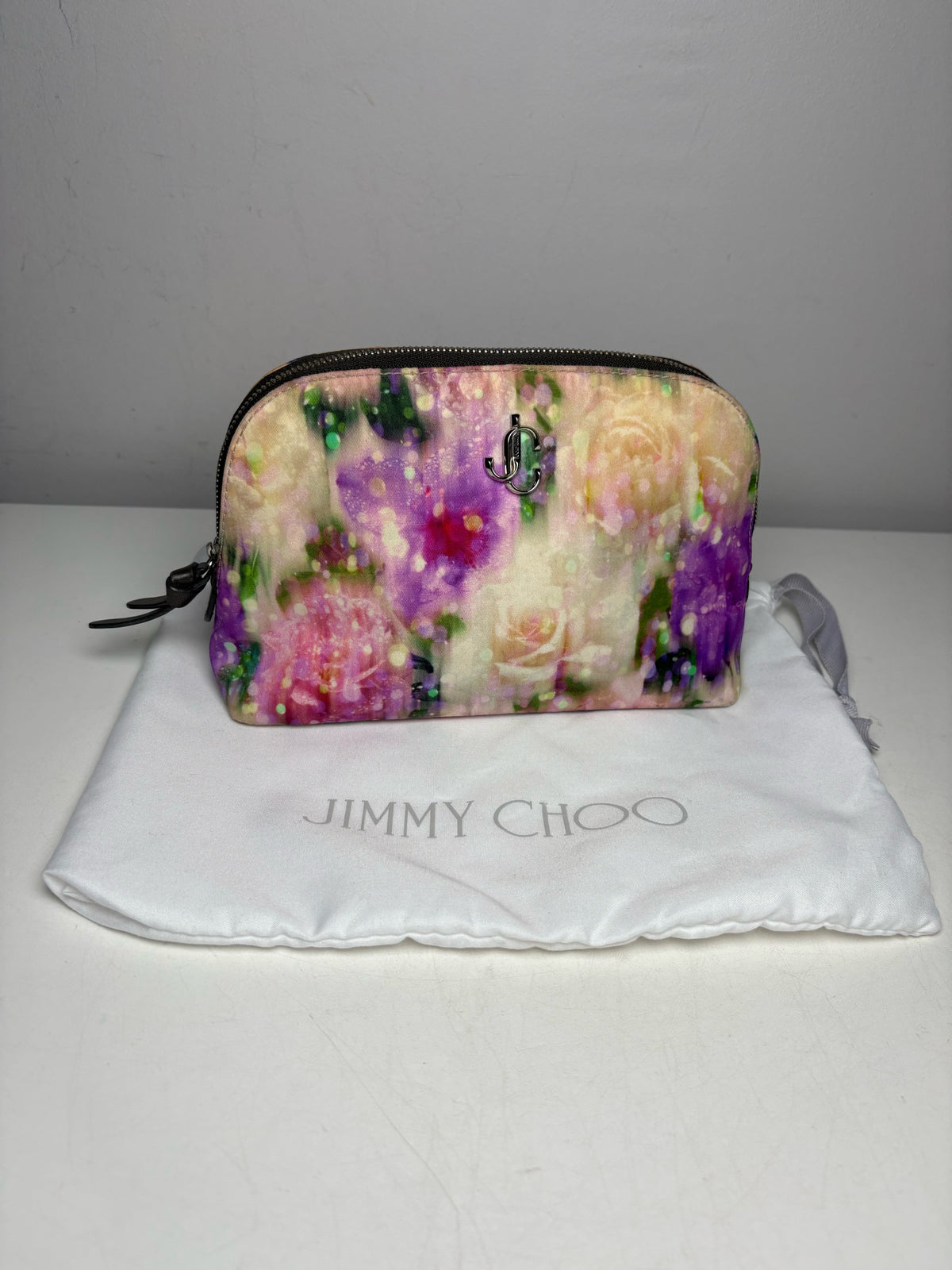 Women's Jimmy Choo Multicolor Abstract Floral Nylon Pre-Owned Pouch Purse