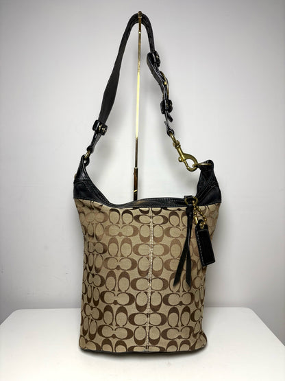 Women's Coach Bleecker Signature 11438 Brown Canvas Vintage Pre-Owned Medium Bucket Bag