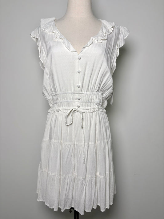 Women Size L Paige White Solid Rayon Dress