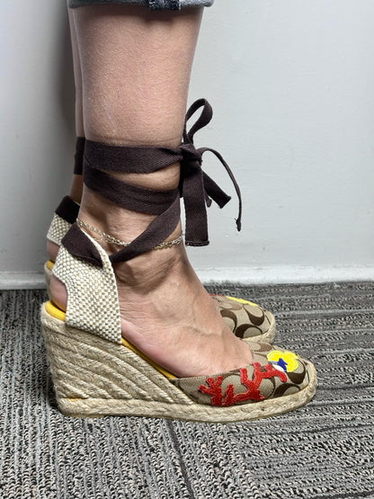 W Shoe Size 8 Coach Khaki Espadrille Pre-owned, NWOT Wedges