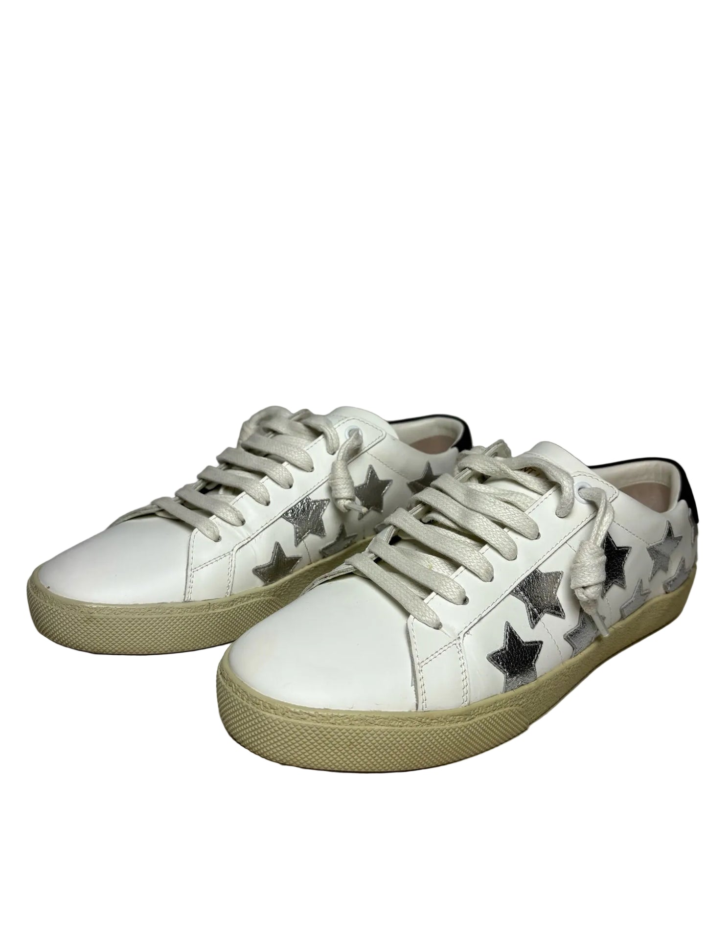 Women's Shoe Size 38 (US 8) Saint Laurent White & Silver Star Pre-Owned Sneakers