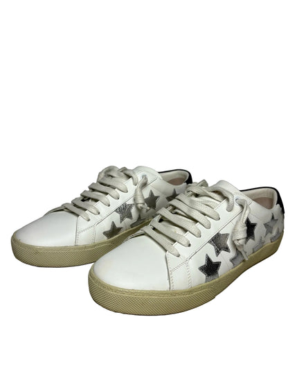 Women's Shoe Size 38 (US 8) Saint Laurent White & Silver Star Pre-Owned Sneakers
