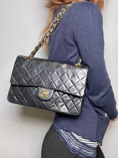 Chanel Quilted Vint Leather DoubleFlap Series 0 24K Gold-Plated Pre-owned Bag