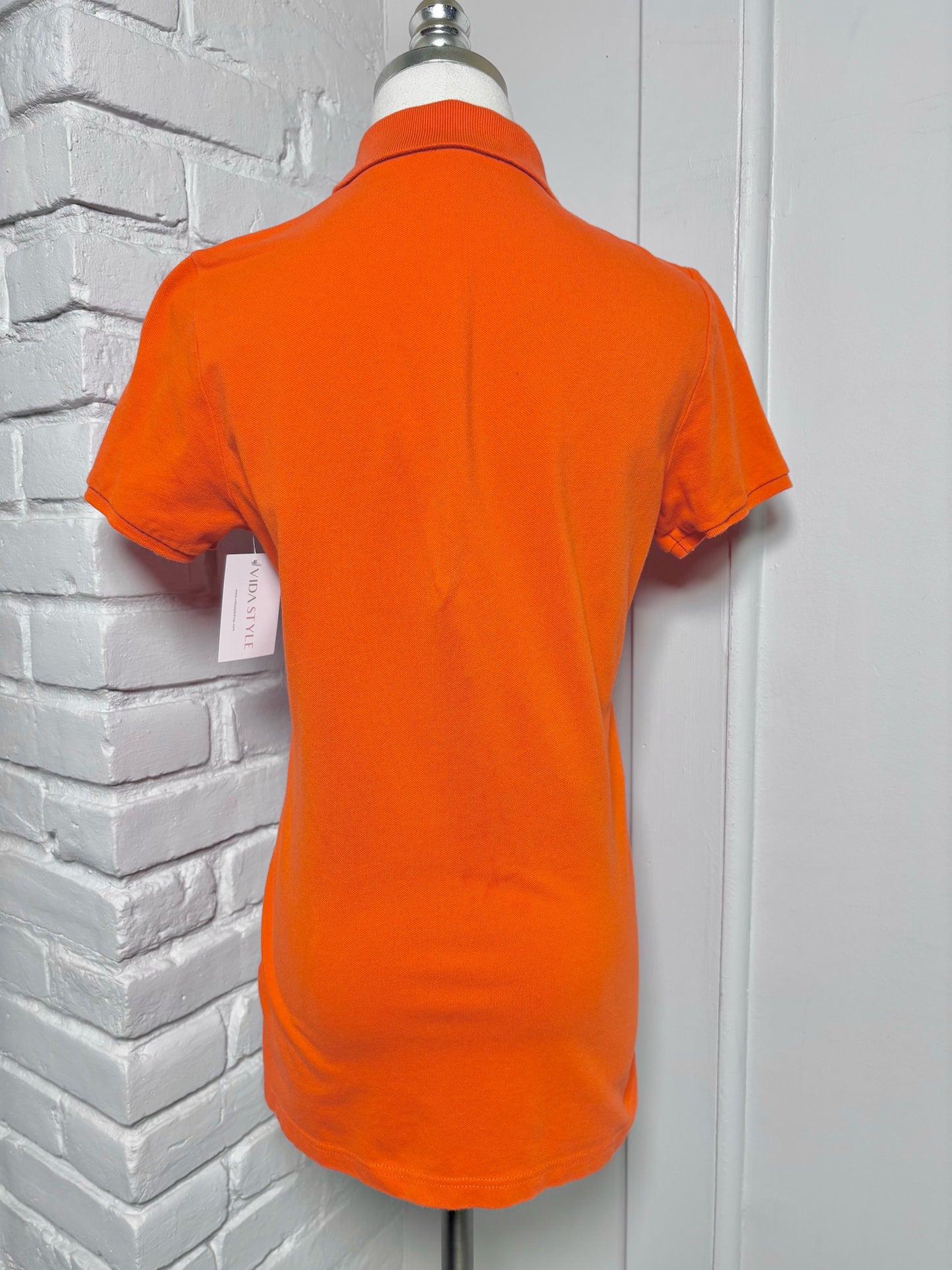 Women Size M Burberry Brit Orange Solid Cotton Shirt