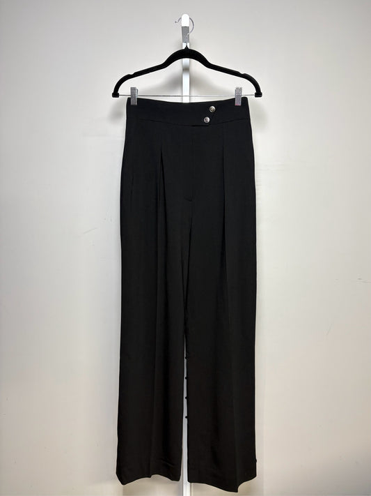 Women Size 40 Chanel Black Wide Leg Wool w/Stretch Pre-owned Vintage Pants