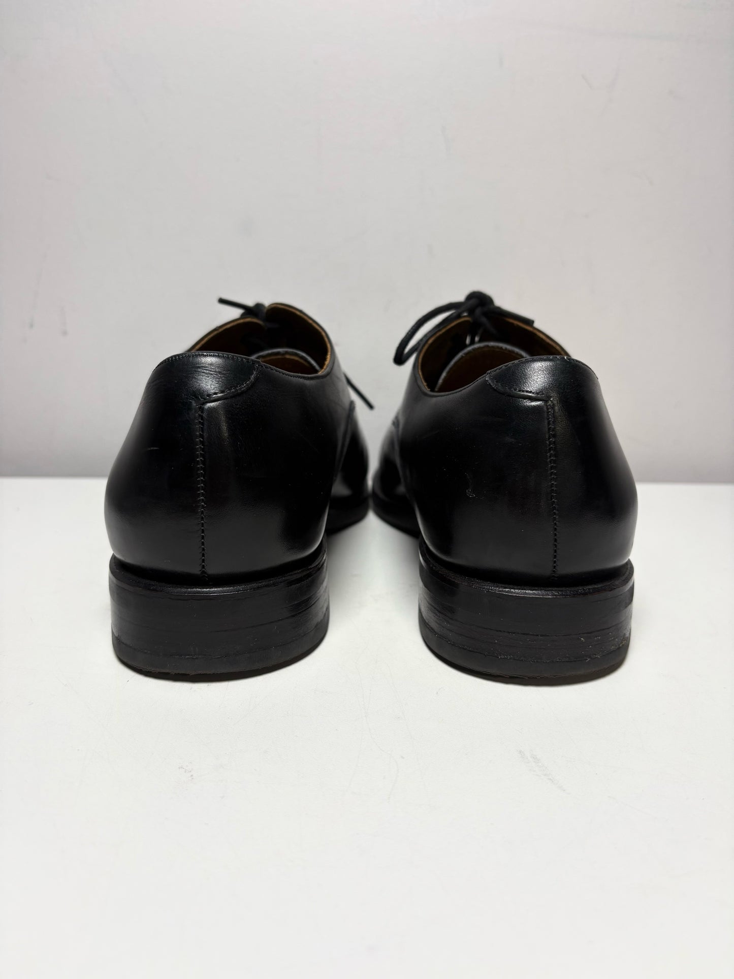 Men Shoe Size UK 8 Meermin Black Calf Leather Pre-Owned Cap-Toe Oxford Shoes