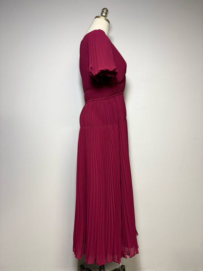 Women Size 4 Self-Portrait Burgundy MIdi Pleats Dress