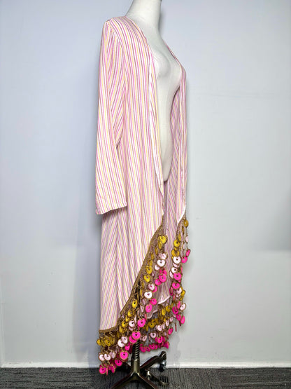 Women Size 1 (2 - 4 US) My Beachy Side Pink Embroidered, Crochet 3D Cover Up