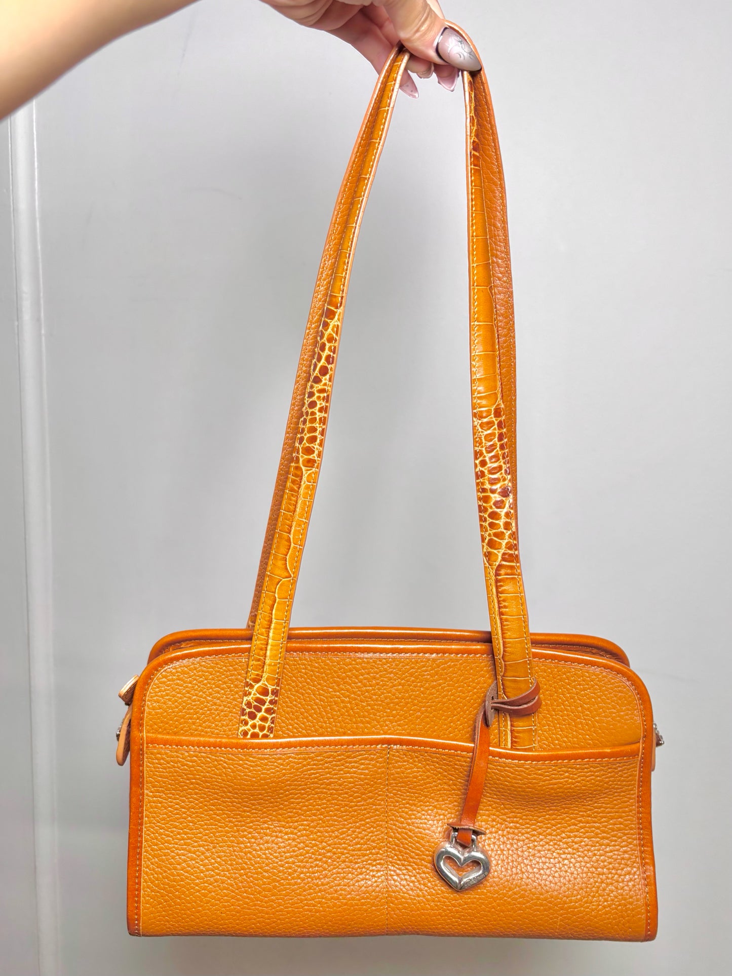 Leather Brighton Croc Embossed Leather Brown Small Purse