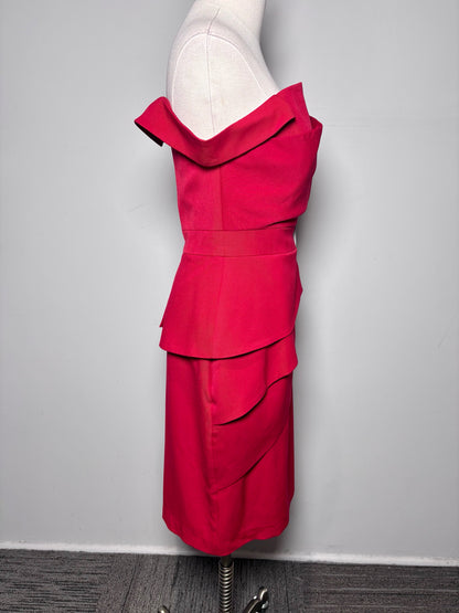 Women Size 6 Black Halo Red Solid Dress