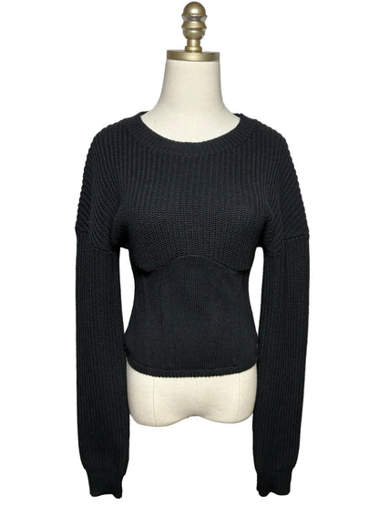 Black knit sweater on mannequin