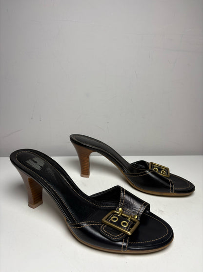 Women Shoe Size 8.5 (Estimated) Coach Margot Black Leather Vintage Y2K Rare Pre-Owned Sandals