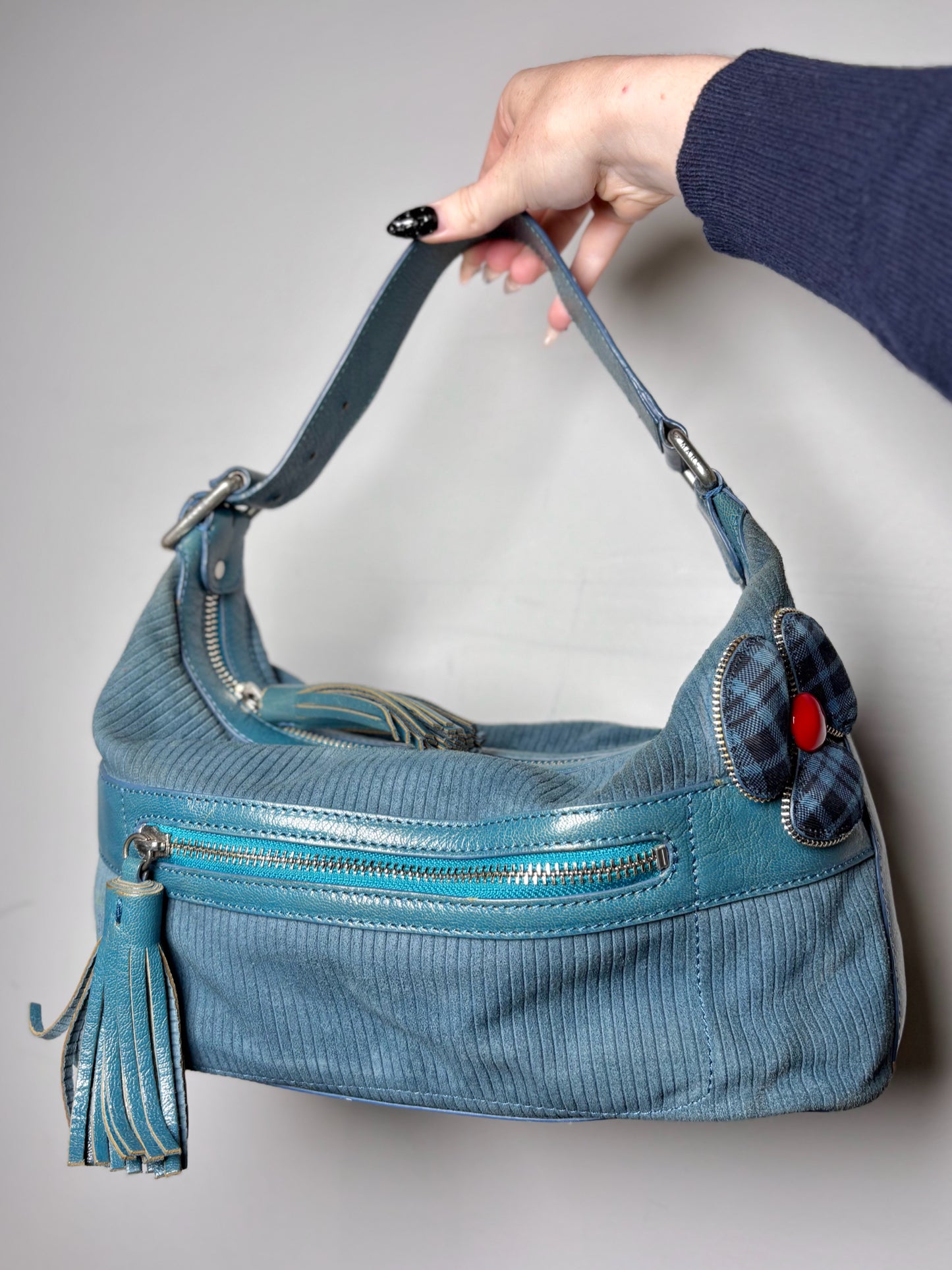 Marc Jacobs Solid Y2K Vintage Pre-owned Teal Fabric/Leather Shoulder Purse