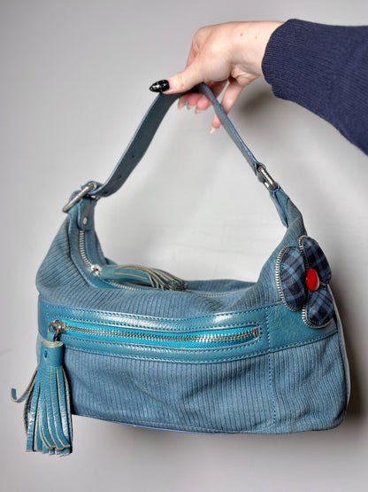 Marc Jacobs Solid Y2K Vintage Pre-owned Teal Fabric/Leather Shoulder Purse