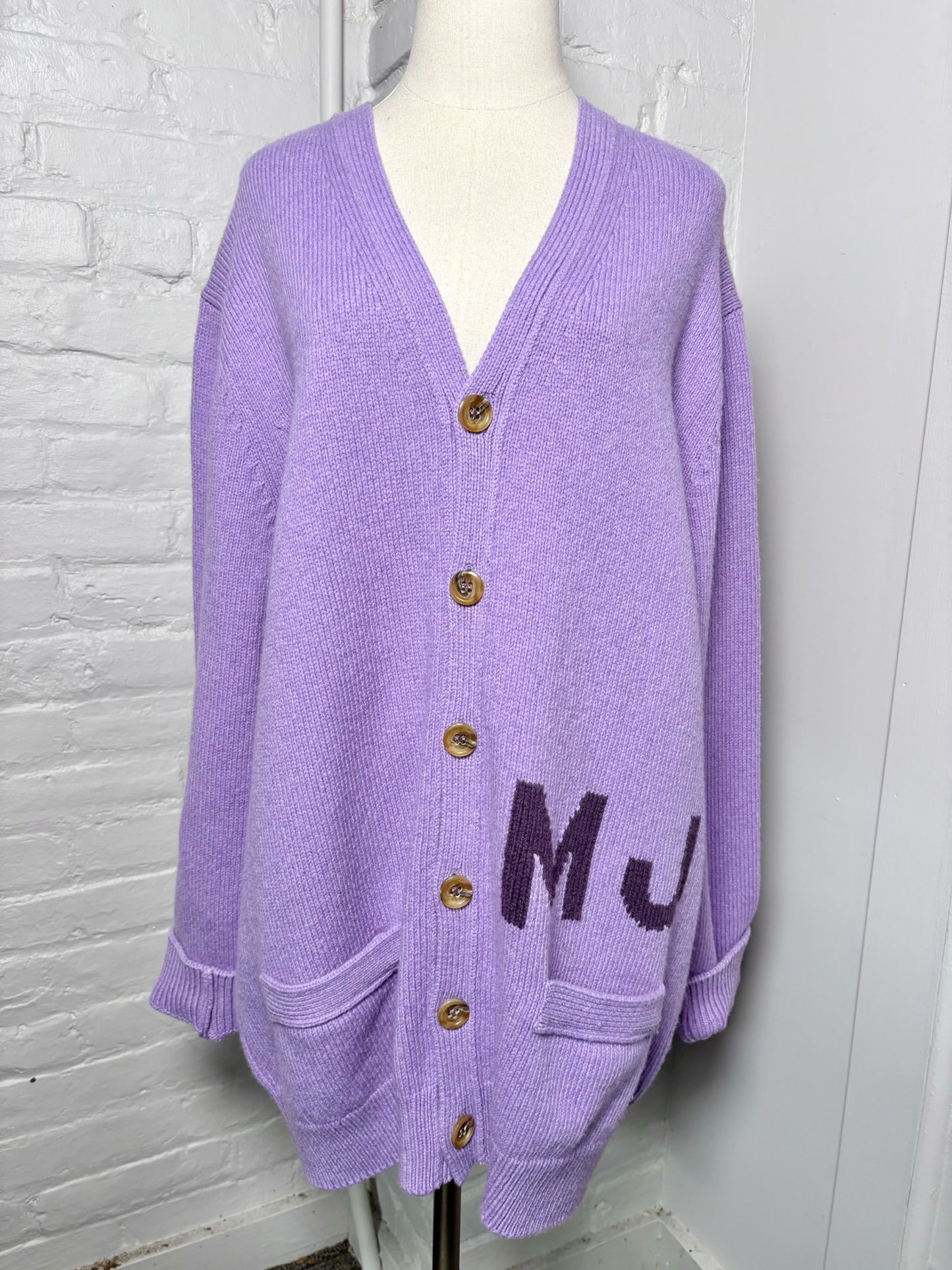 Women Size XL Marc Jacobs Purple Knitted 100% Wool Sweater