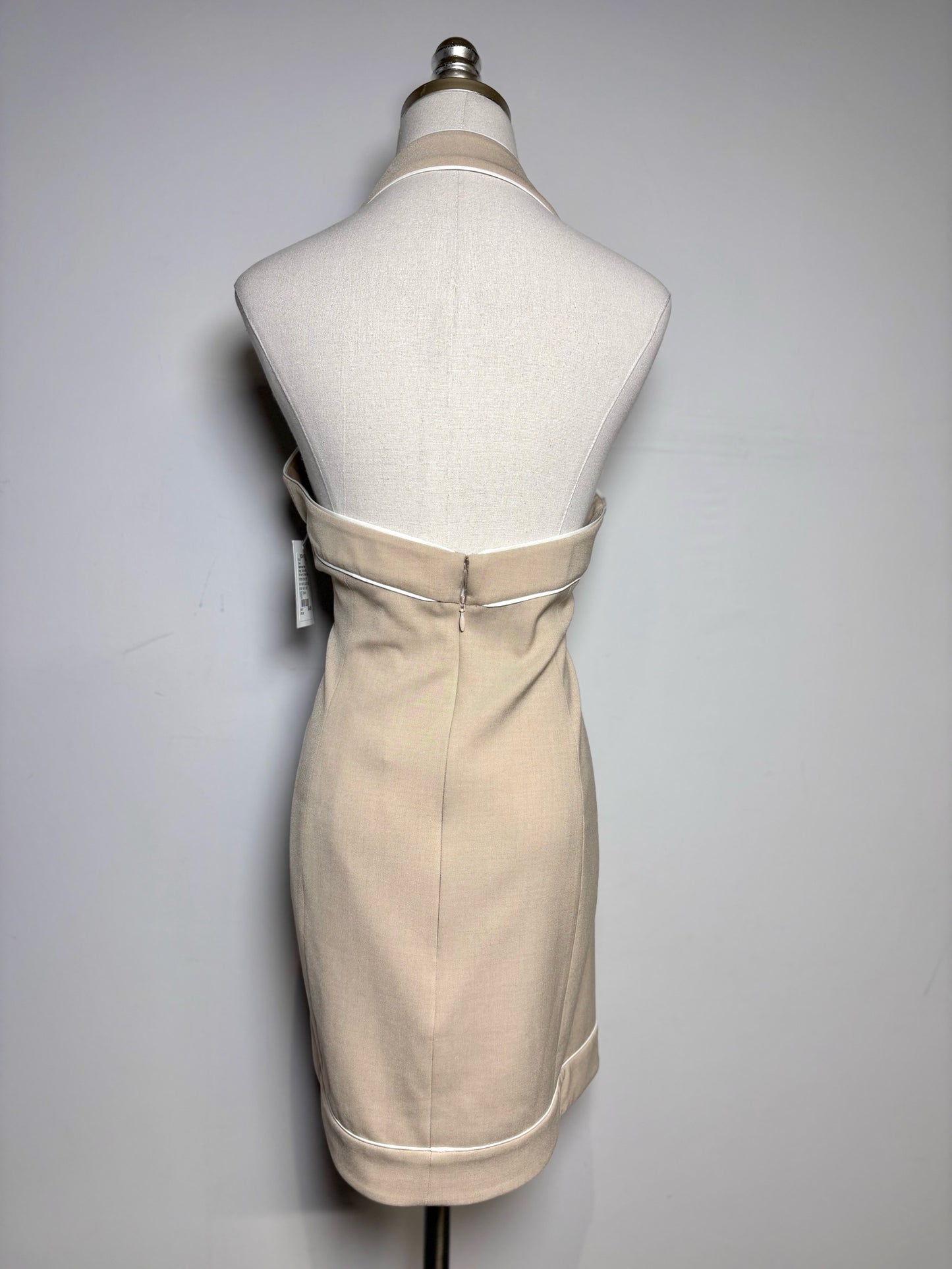 Women Size 10 Significant Other Beige Solid w/Piping Women's Dress Pre-Owned NWT