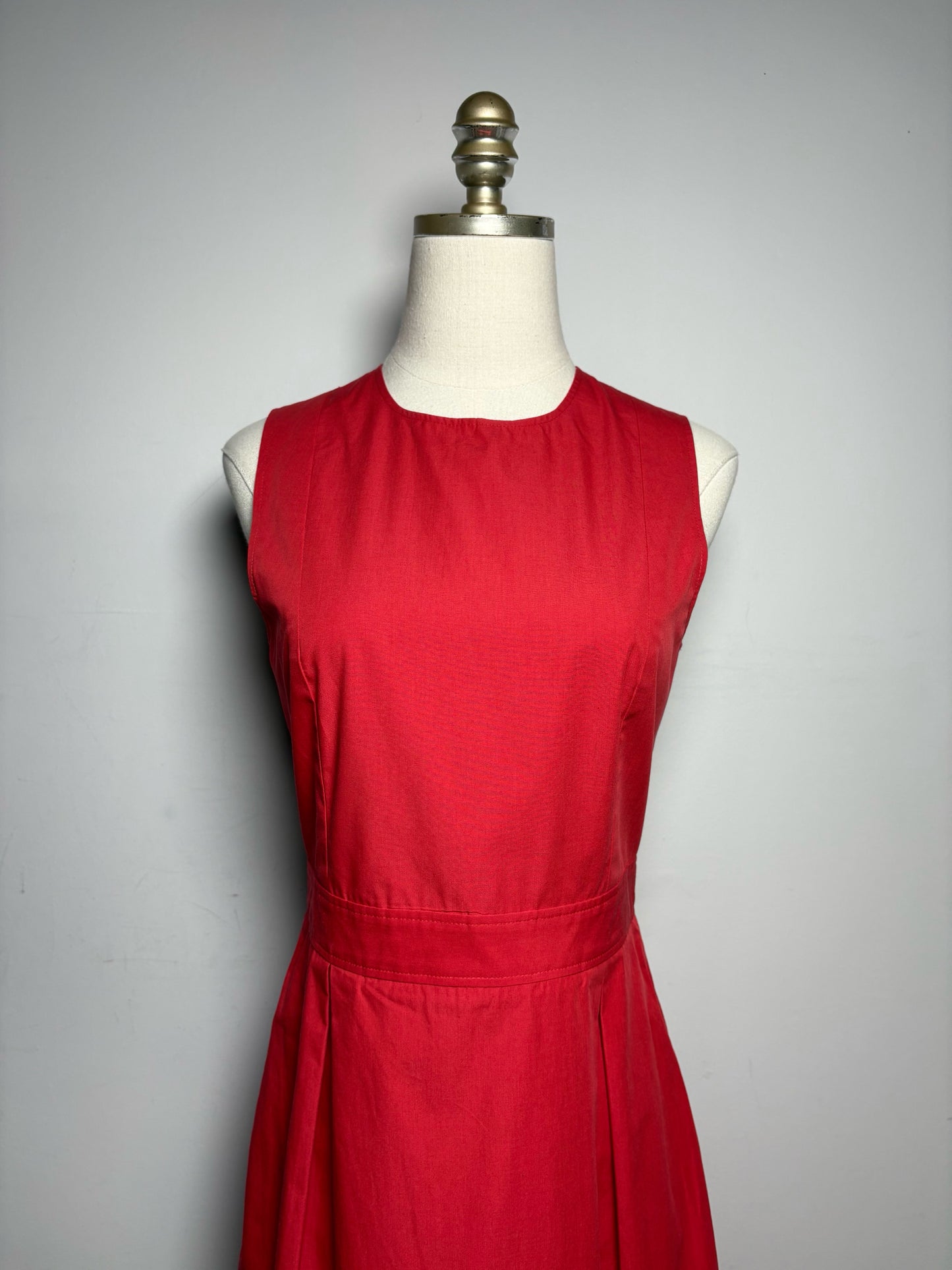 Women's Size 8 Three Graces Marjorie Red Cotton Poplin NWT Pre-Owned Midi Dress