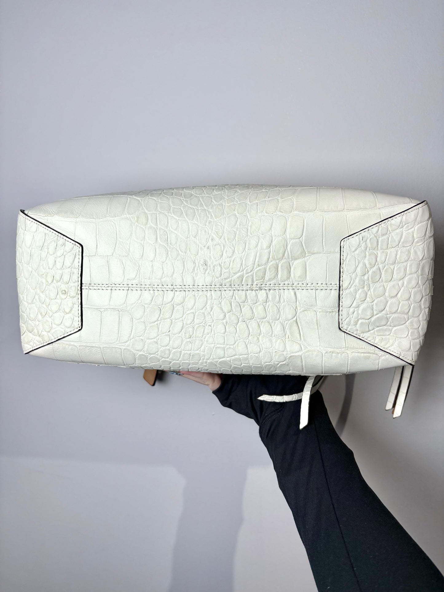Coach Croc Embossed Leather Off-white Bleeker Purse