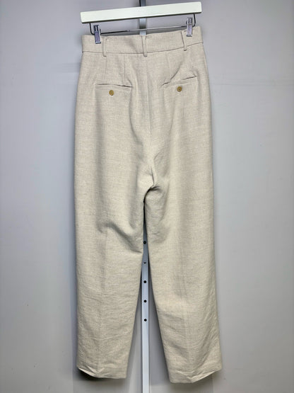 Women Size M Frankie Shop Beige Linen, Cotton Blend Women's Pre-owned Pants