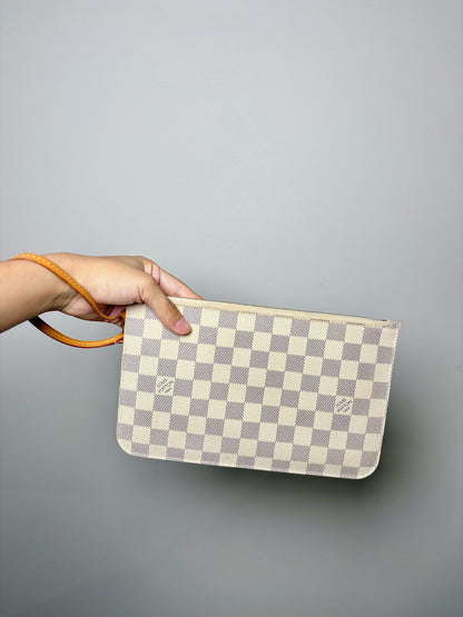 Coated Canvas Pre-owned Neverfull GM Damier Azur Louis Vuitton Bag