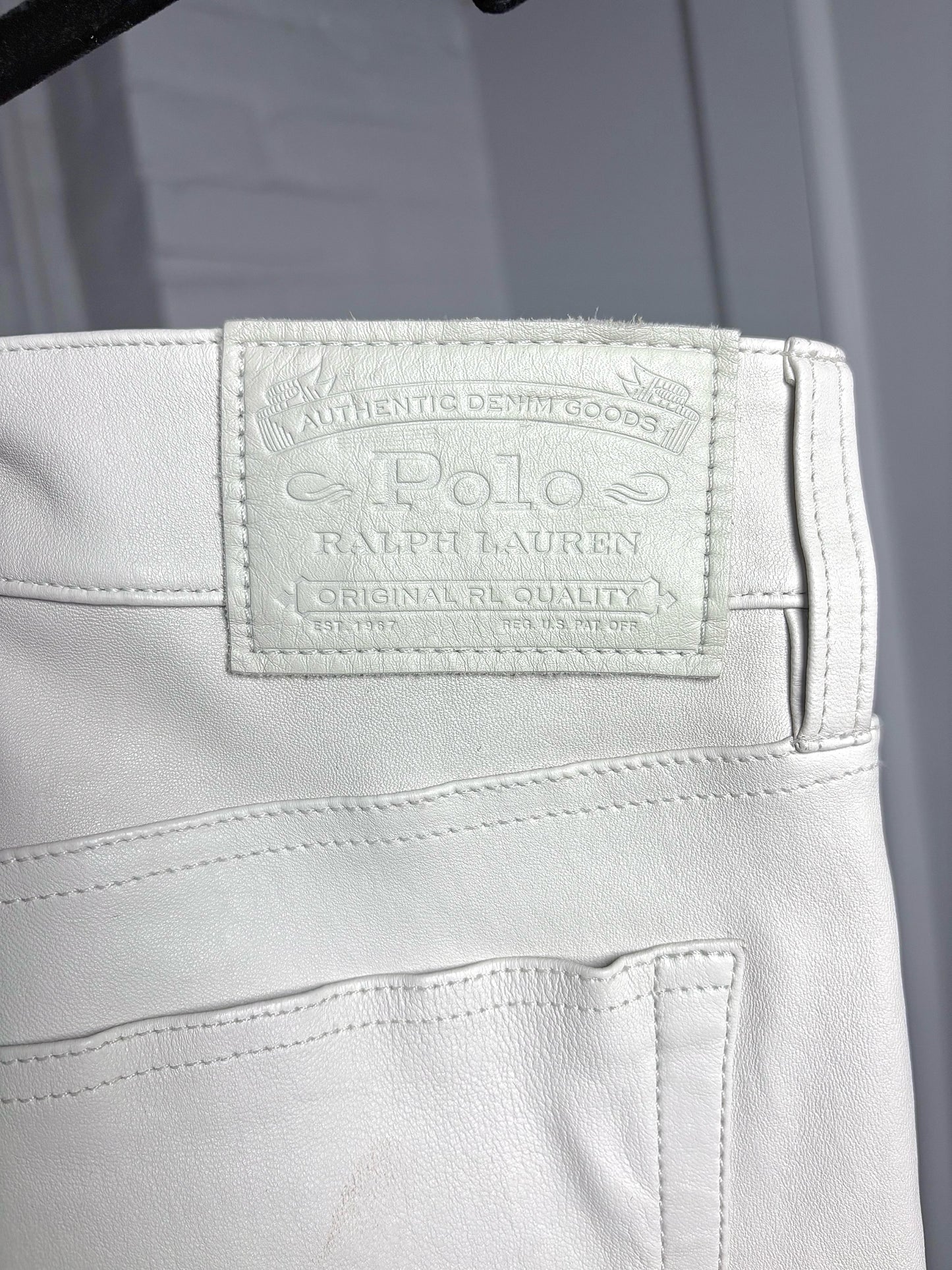 Women Size 10 Polo by Ralph Lauren Bone Leather Pre-owned Pants