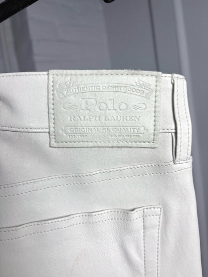 Women Size 10 Polo by Ralph Lauren Bone Leather Pre-owned Pants