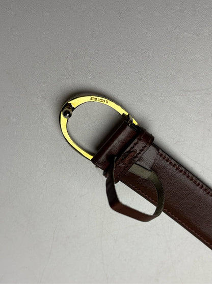 Women's Size 70/28 (XS) Gucci Vintage 1970s/1980s Brown Leather Gold-Tone Logo Buckle Pre-Owned Belt