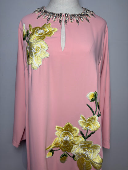 Women's Carolina Herrera Floral Crystal Embellished Pre-Owned Kaftan Dress