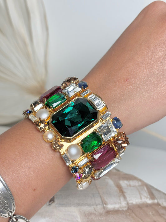 Gilden Metal Pucci Multi Jewelry Stones Cuff Bracelet