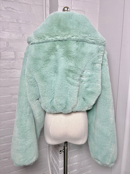 Women Size M Naked Wardrobe Teal Faux Fur Coat
