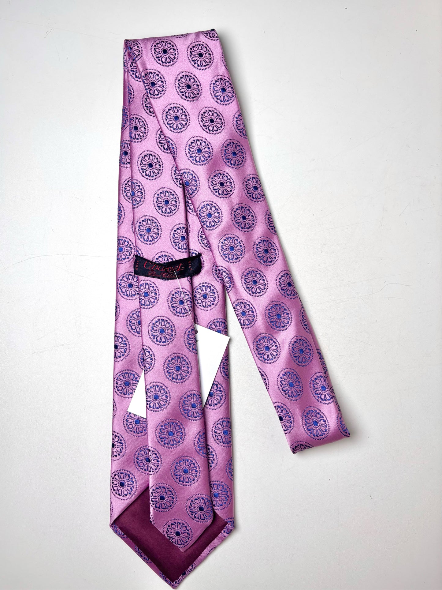 Charvet Pink, Blue Silk Embroidered Men's Tie