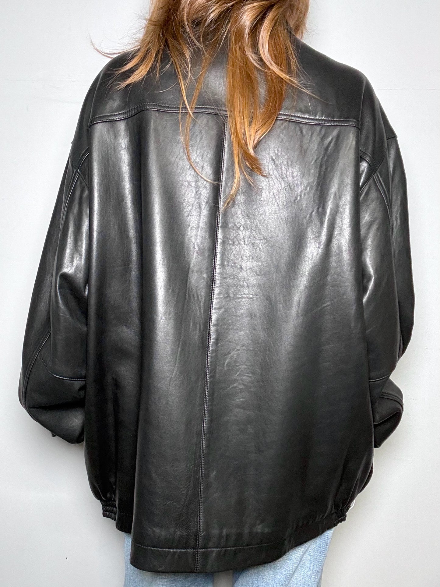 Golden Bear Black Leather Solid Men's L (Estimated) Jacket