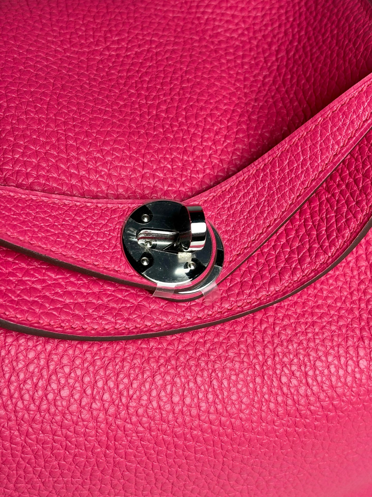 Women's Hermes Clemence Lindy 26 Pink Pre-owned Pink Pebble Grain Leather Purse