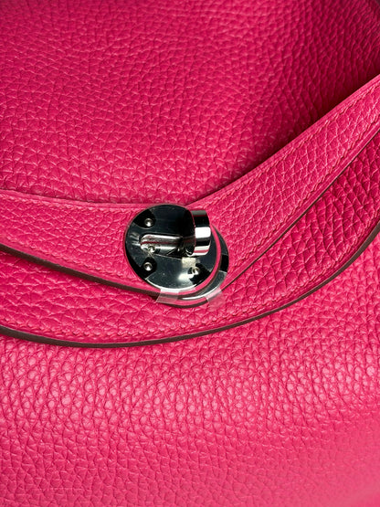 Women's Hermes Clemence Lindy 26 Pink Pre-owned Pink Pebble Grain Leather Purse
