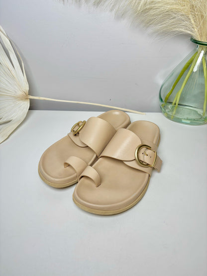 W Shoe Size 7 Marion Parke Bone Leather Cowhide Slip-on Sandals