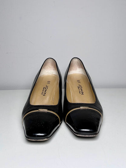 W Shoe Size 8.5 St. John Black Leather Heels