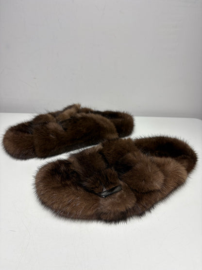 Women's Shoe Size 5 Jennifer Miller Dark Brown Mink NWT Pre-Owned Slippers
